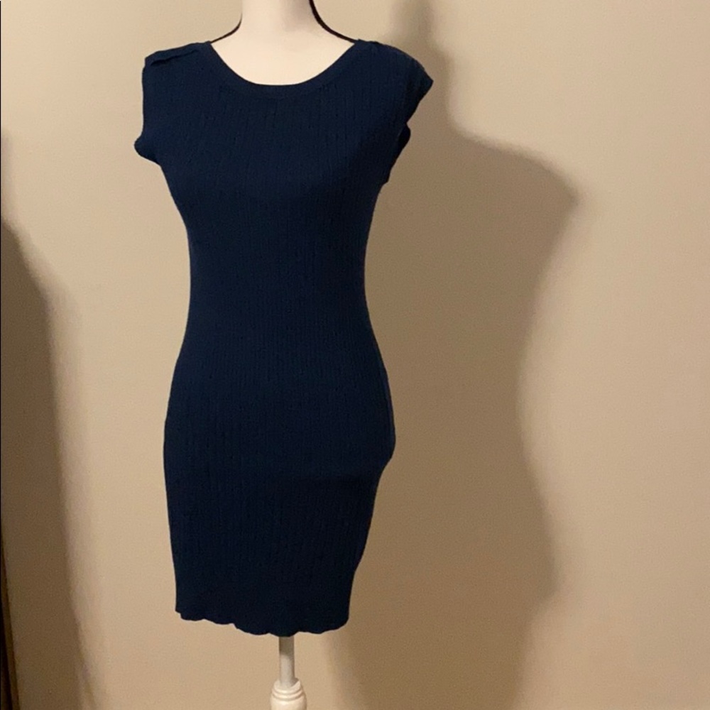 Blue sweater dress